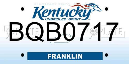 BQB0717 Kentucky License Plate