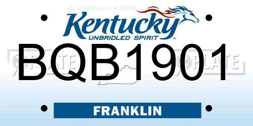 BQB1901 Kentucky License Plate