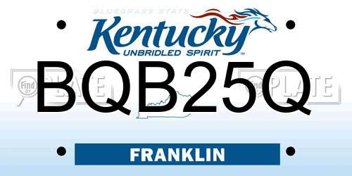 BQB25Q Kentucky License Plate