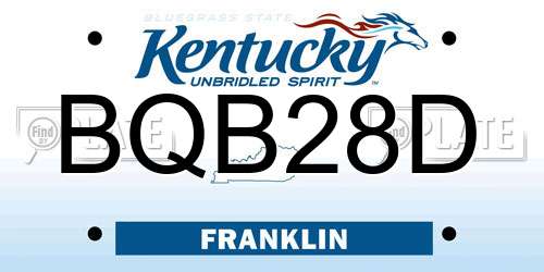 BQB28D Kentucky License Plate