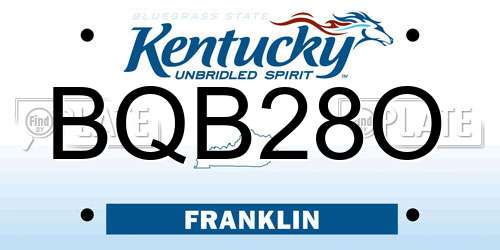 BQB28O Kentucky License Plate