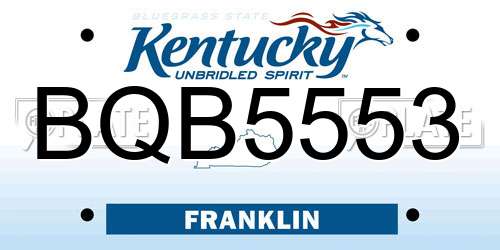 BQB5553 Kentucky License Plate