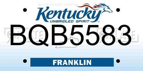 BQB5583 Kentucky License Plate
