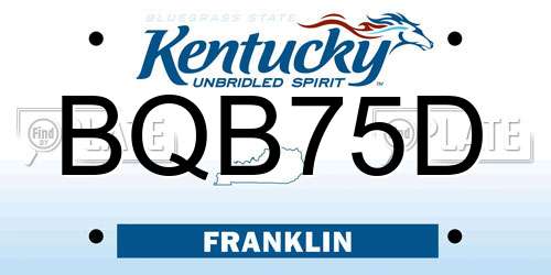 BQB75D Kentucky License Plate