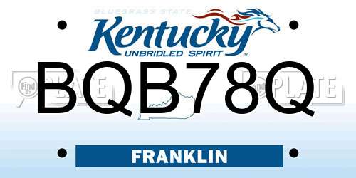 BQB78Q Kentucky License Plate