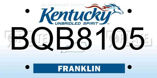 BQB8105 Kentucky License Plate
