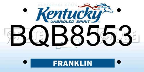 BQB8553 Kentucky License Plate