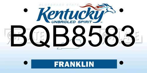 BQB8583 Kentucky License Plate