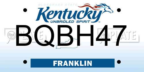 BQBH47 Kentucky License Plate