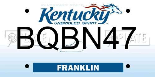 BQBN47 Kentucky License Plate