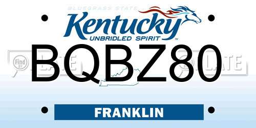 BQBZ80 Kentucky License Plate