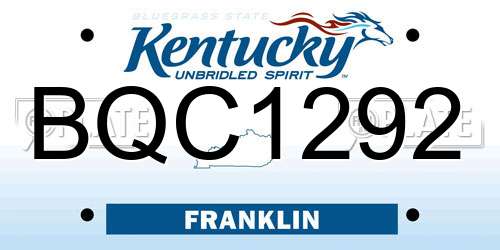 BQC1292 Kentucky License Plate