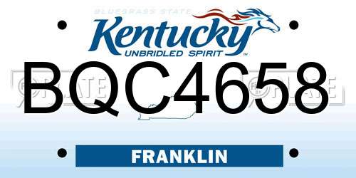 BQC4658 Kentucky License Plate
