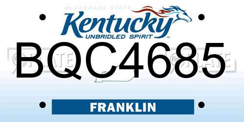 BQC4685 Kentucky License Plate