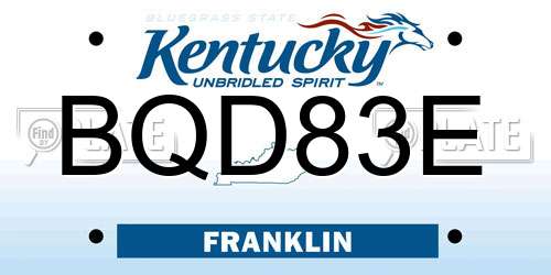 BQD83E Kentucky License Plate