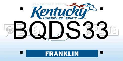 BQDS33 Kentucky License Plate