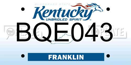 BQE043 Kentucky License Plate