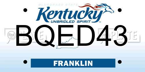 BQED43 Kentucky License Plate