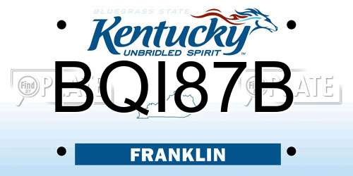 BQI87B Kentucky License Plate