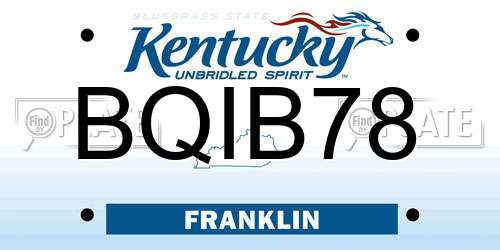 BQIB78 Kentucky License Plate