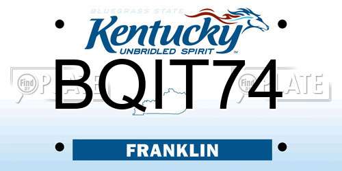 BQIT74 Kentucky License Plate