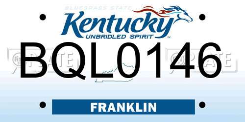 BQL0146 Kentucky License Plate