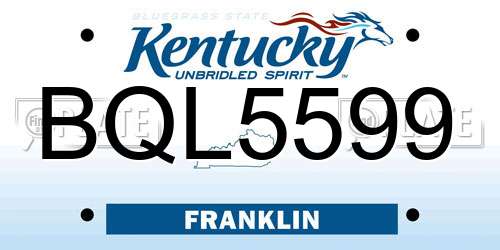 BQL5599 Kentucky License Plate