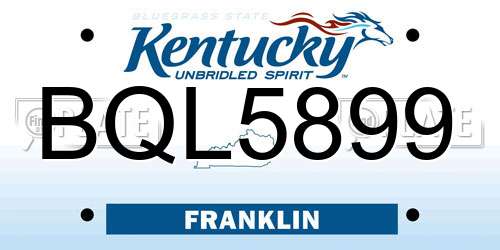 BQL5899 Kentucky License Plate