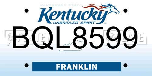 BQL8599 Kentucky License Plate