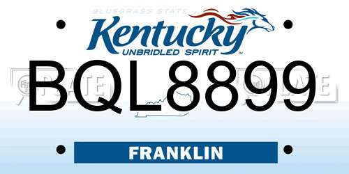 BQL8899 Kentucky License Plate