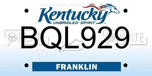 BQL929 Kentucky License Plate