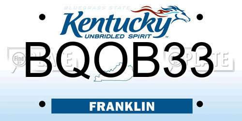 BQOB33 Kentucky License Plate
