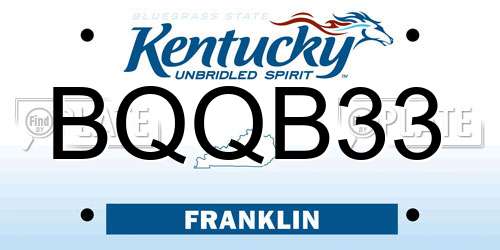 BQQB33 Kentucky License Plate