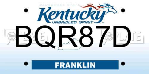 BQR87D Kentucky License Plate