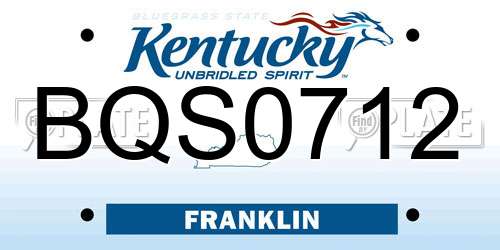 BQS0712 Kentucky License Plate