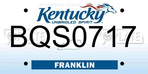 BQS0717 Kentucky License Plate