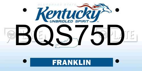 BQS75D Kentucky License Plate