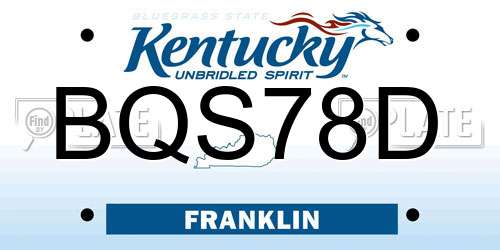 BQS78D Kentucky License Plate