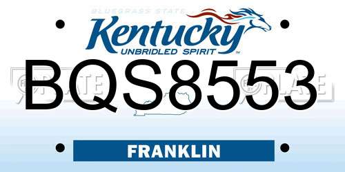 BQS8553 Kentucky License Plate