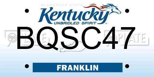 BQSC47 Kentucky License Plate