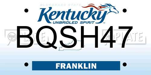 BQSH47 Kentucky License Plate