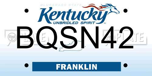 BQSN42 Kentucky License Plate