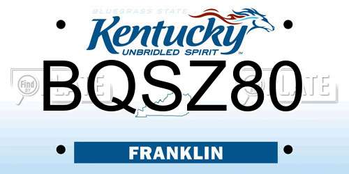 BQSZ80 Kentucky License Plate