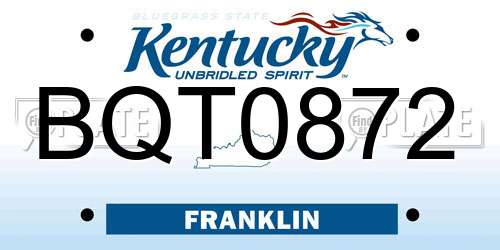 BQT0872 Kentucky License Plate