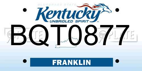 BQT0877 Kentucky License Plate