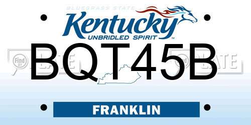 BQT45B Kentucky License Plate