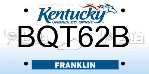 BQT62B Kentucky License Plate