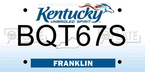 BQT67S Kentucky License Plate