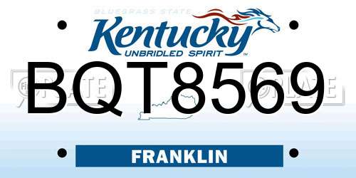 BQT8569 Kentucky License Plate