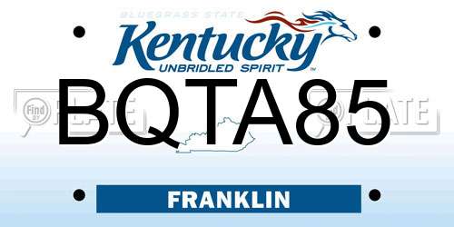 BQTA85 Kentucky License Plate